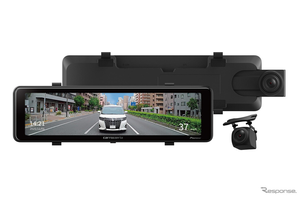 昼夜問わずクリアな視界、パイオニアが前後2カメラ搭載のデジタルミラー型ドラレコ「VREC-MZ300D」発売へ