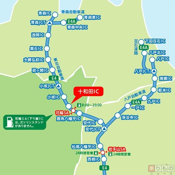 「一度降りて給油」東北道下りの十和田ICでOKに　ETC車限定で社会実験
