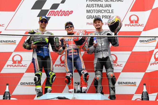マルケス、最終周は「10コーナーで仕掛けてくると思っていた」／MotoGP第17戦オーストラリアGP 決勝トップ3コメント