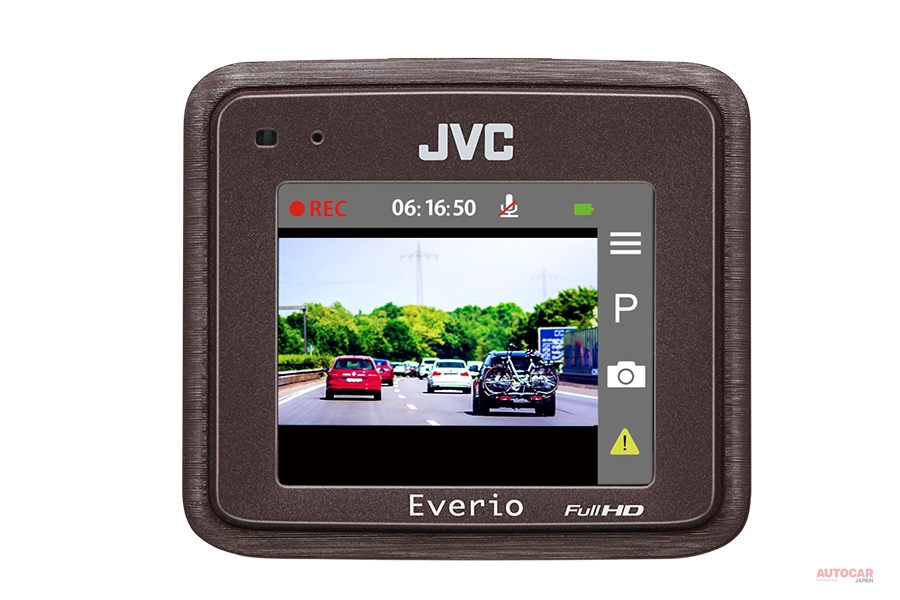 JVCブランドのドライブレコーダー「エブリオGC-DK3」　本体色はブラウン