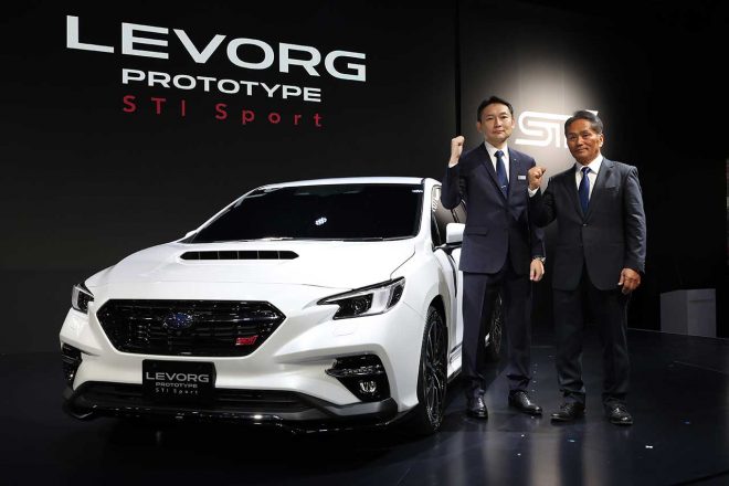 走行性能を高める新技術を搭載 新型レヴォーグ プロトタイプ Sti Sportを初公開 Autosport Web 自動車情報サイト 新車 中古車 Carview