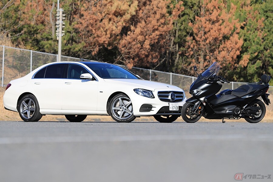 メルセデスベンツ「E350」で感じたジェントルな乗り心地は、ヤマハ「TMAX」シリーズに通じる!?