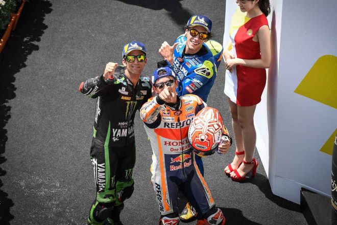 MotoGP：マルケス、ロッシを追い「限界まで攻めた」／マレーシアGP決勝トップ3コメント