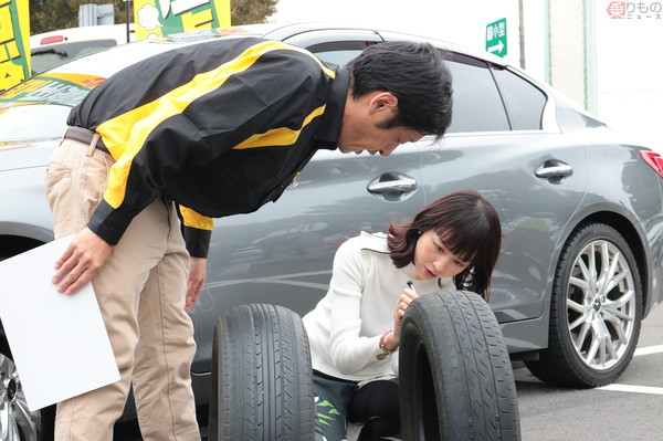 平井理央さん「自分のこととして考えたい」　ダンロップ「全国タイヤ安全点検」実施