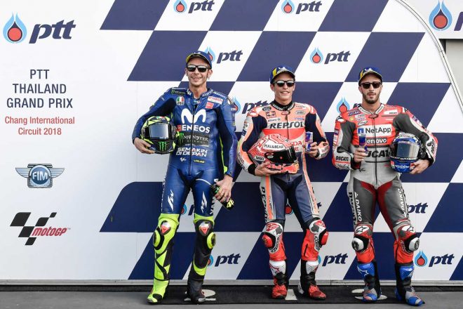 MotoGP：マルケス「レースに向けて時間を費やした」／タイGP予選トップ3コメント