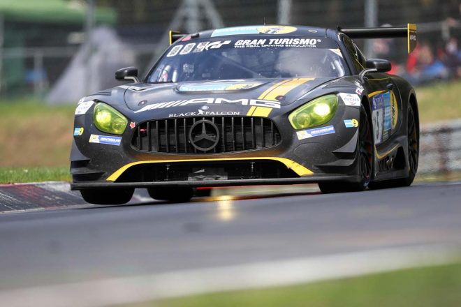 ブラック・ファルコンAMG GT3がニュル24時間予選レースを制す。スバルはリタイアに