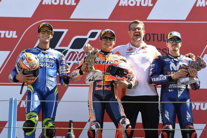 MotoGP：マルケス、残り4周で全力を尽くし「勝つことができた」／オランダGP決勝トップ3コメント