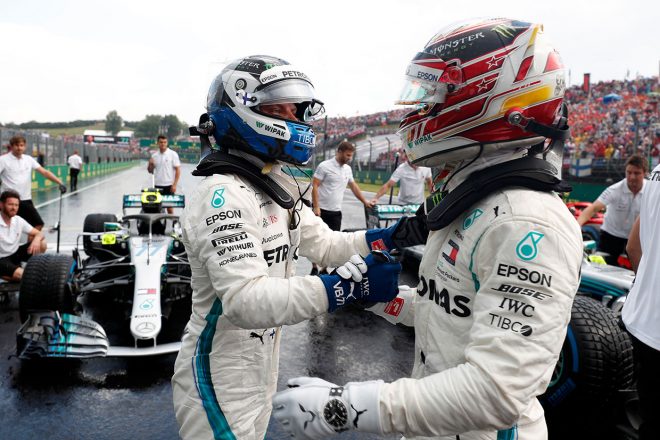 F1ハンガリーGP：雨の予選でメルセデスがフロントロウ獲得、ガスリー、ハートレーは2台揃ってQ3進出