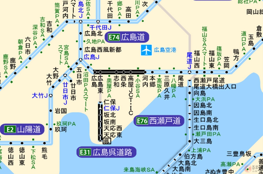 通行止めの山陽自動車道（河内IC～広島IC）　救援物資輸送車両等は通行可能へ