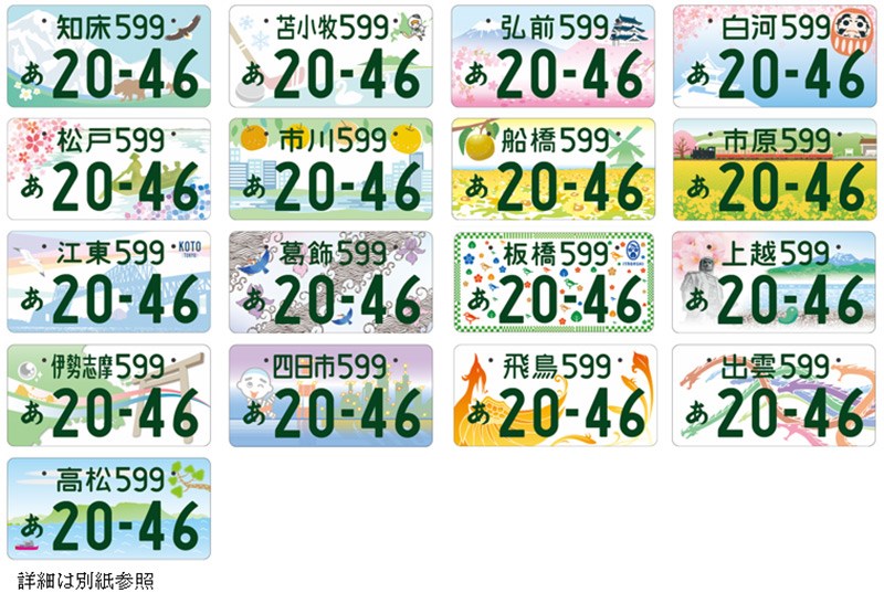 全国の図柄入りナンバープレート全58種が展示（東京モーターショー2019）